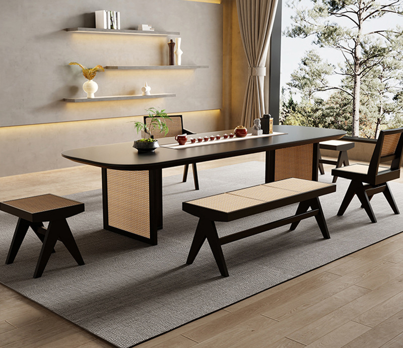 茶桌茶臺 侘寂風茶桌 實木大板茶臺 辦公室接待泡茶桌椅