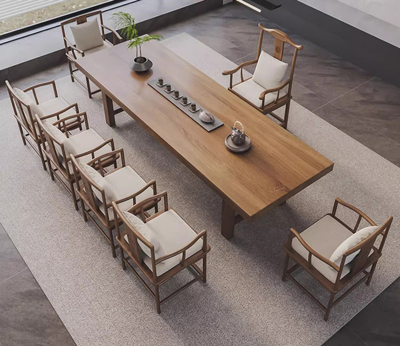 茶桌茶臺(tái) 新中式實(shí)木茶桌椅 原木大板泡茶桌子