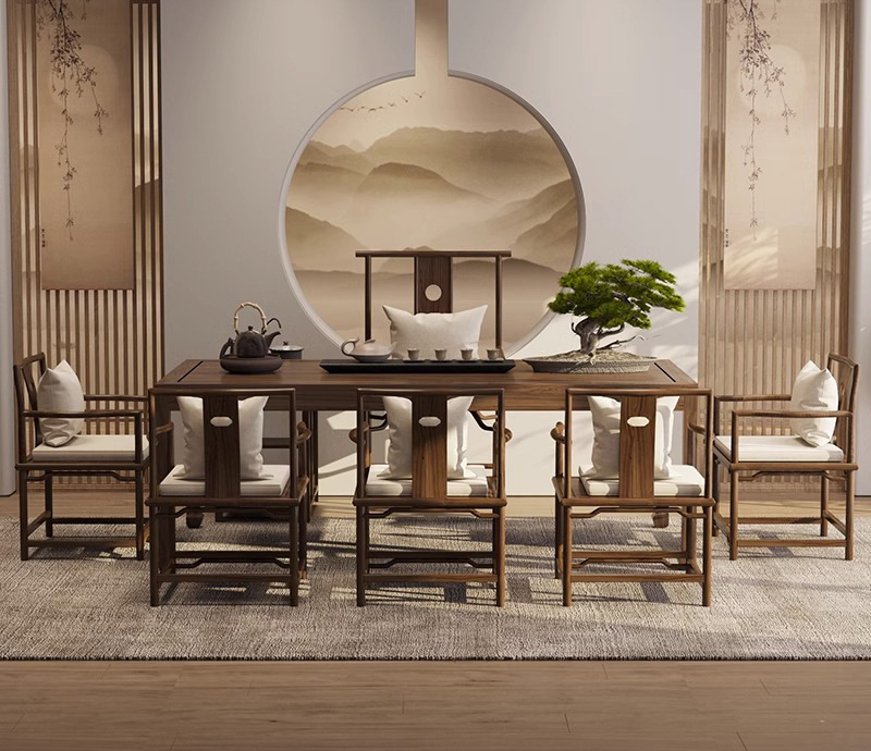 茶桌茶臺(tái) 新中式小戶(hù)型茶桌 原木實(shí)木茶臺(tái)組合