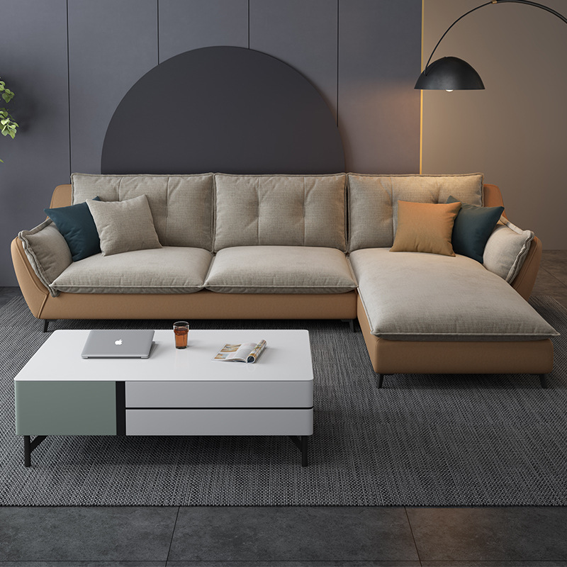 簡約家具 歐式科技絨布沙發(fā) 現(xiàn)代簡約小戶型轉(zhuǎn)角沙發(fā)