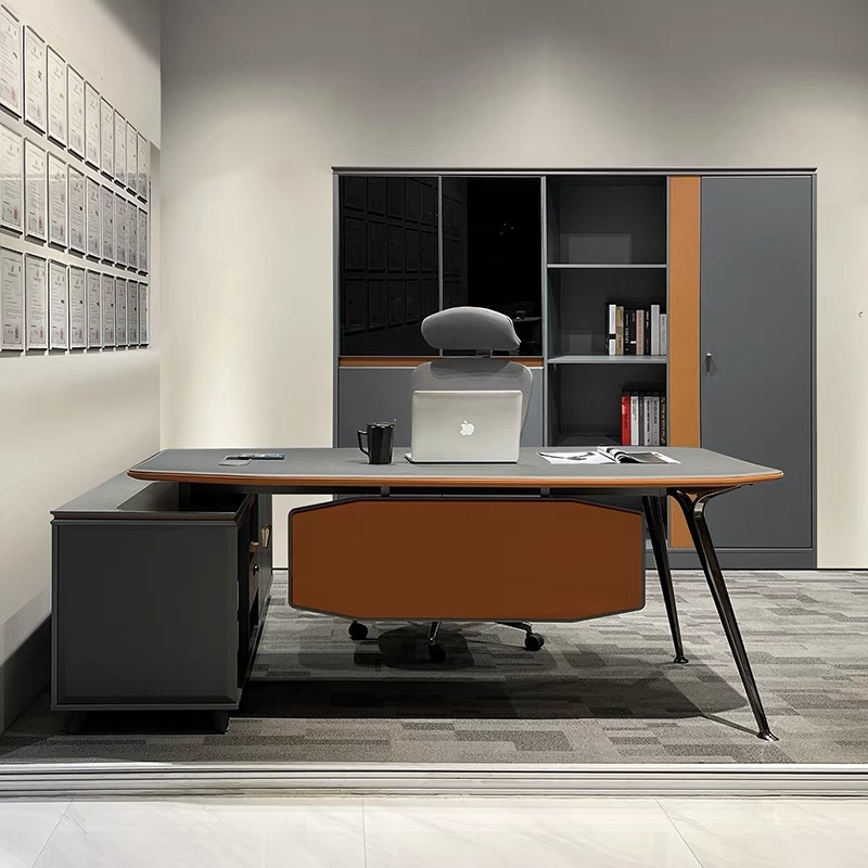 辦公家具 創(chuàng)意輕奢老板桌 經(jīng)理桌總裁大班臺桌椅組合