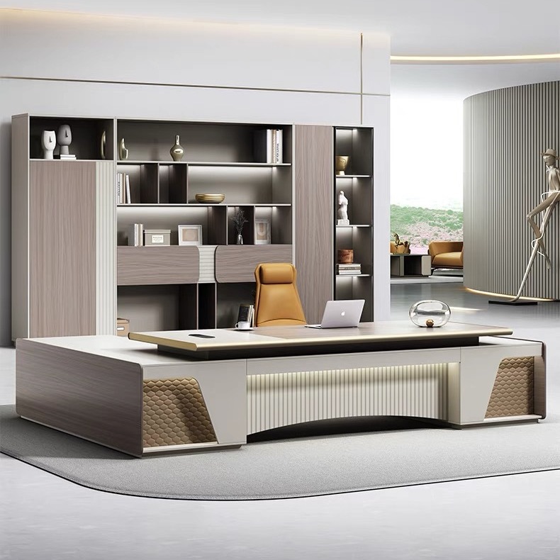 辦公家具 老板桌 輕奢總裁桌大班臺(tái)