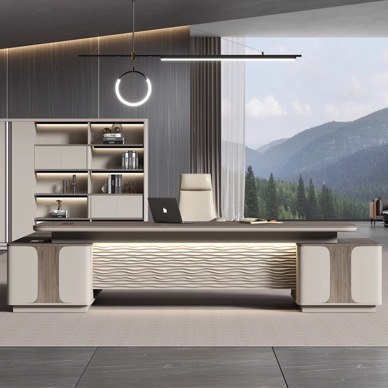 辦公家具 老板桌辦公桌 簡(jiǎn)約現(xiàn)代輕奢大班臺(tái)