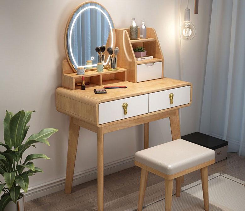 北歐風(fēng)實木梳妝臺，簡約之美點亮生活