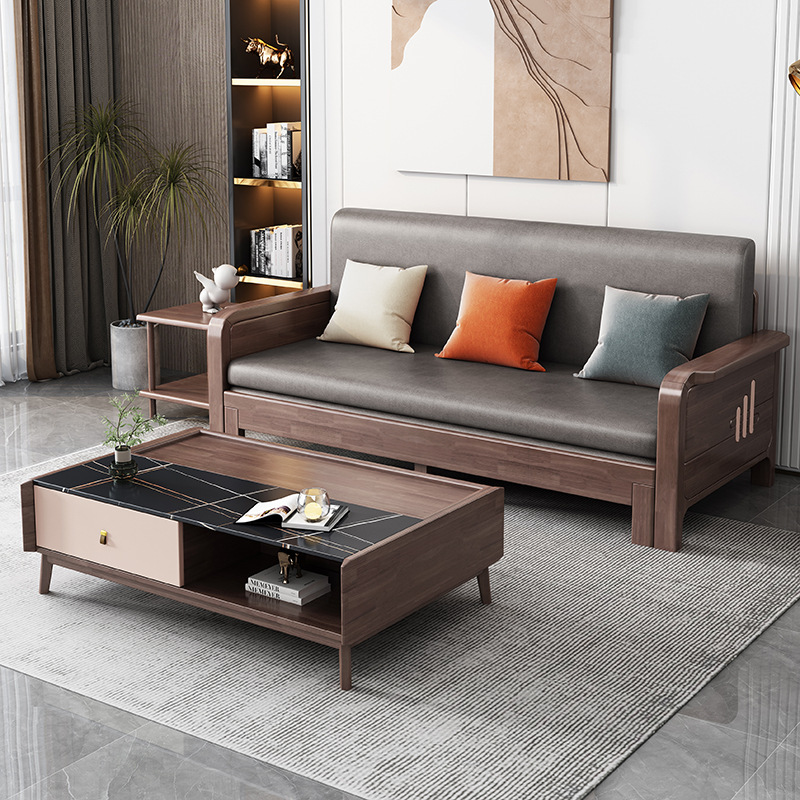北歐風(fēng)來襲！胡桃木全實(shí)木沙發(fā)拉床，簡約不簡單