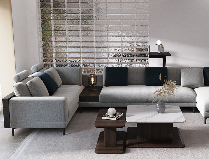 北歐家具 簡約U形布藝沙發(fā)組合套裝