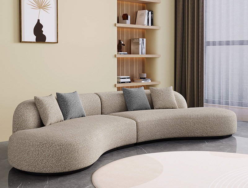 意式極簡 現(xiàn)代簡約奶油風(fēng)羊羔絨沙發(fā)