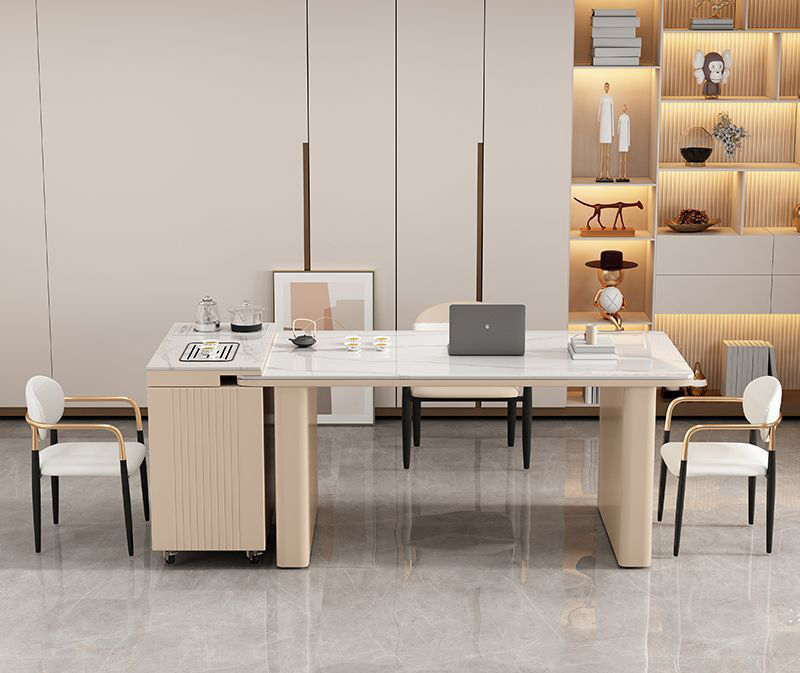 現(xiàn)代簡約 奶油風(fēng) 法式巖板 多功能帶泡茶臺