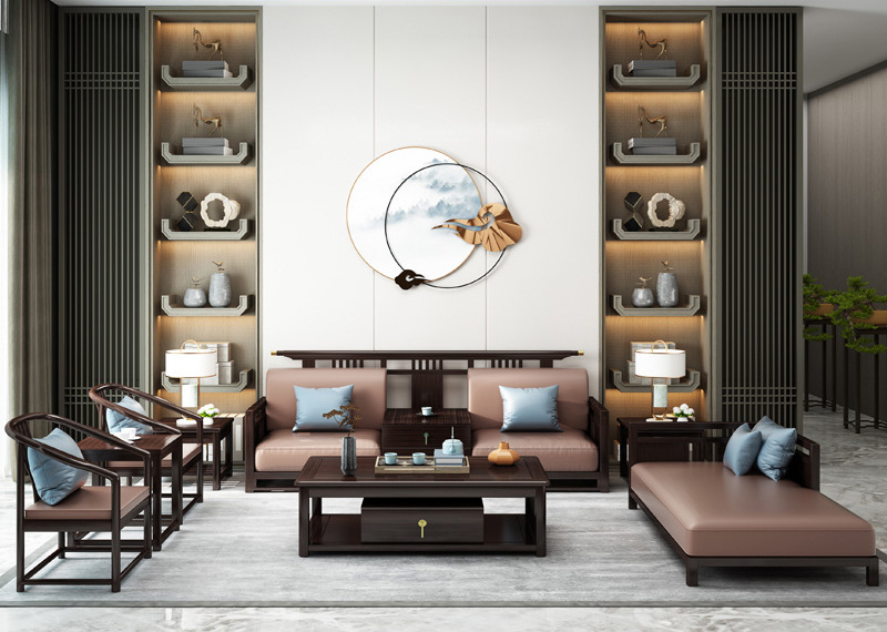 新中式全實木沙發(fā) 別墅大戶型禪意中國風(fēng)家具