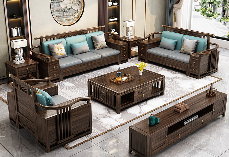 新中式烏金木沙發(fā) 現(xiàn)代簡約全實木禪意家具