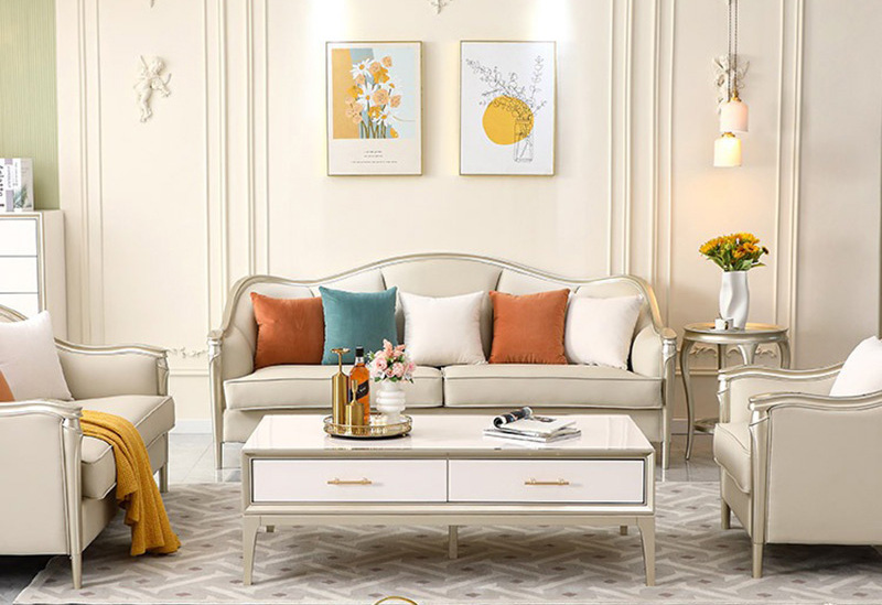 美式輕奢皮藝沙發(fā) 現(xiàn)代簡約高檔實木別墅沙發(fā)