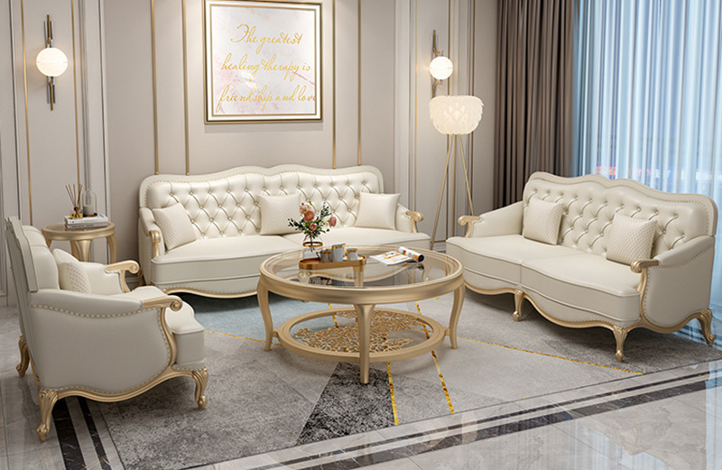 美式輕奢真皮沙發(fā) 現(xiàn)代簡約歐式別墅實木沙發(fā)