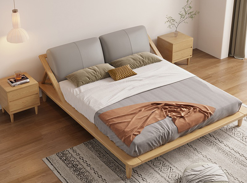 北歐實木床 雙人軟靠白蠟木輕奢簡約床