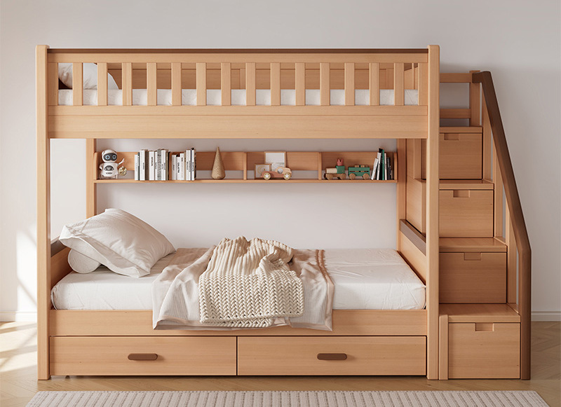 兒童家具 上下鋪雙層床 上下床高低橡膠木實木床
