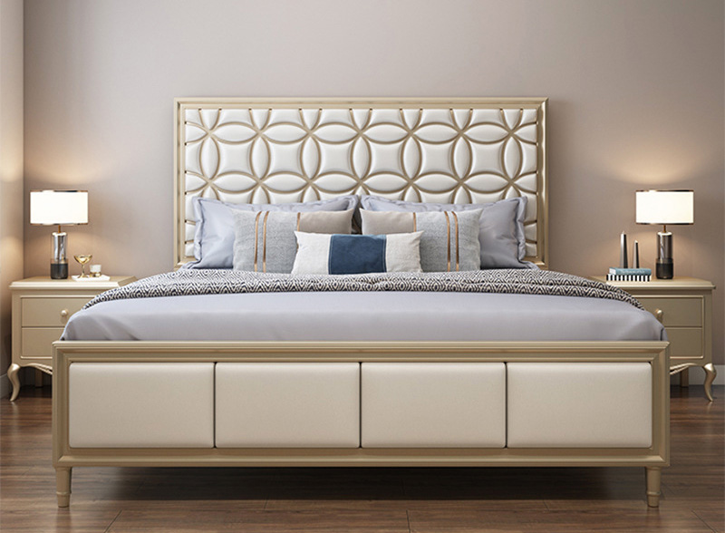 美式家具 輕奢實木床 現(xiàn)代簡約主臥四葉草床