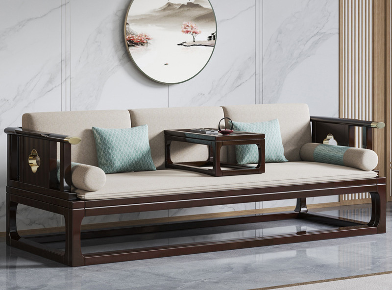 新中式家具 實木羅漢床 羅漢榻推拉沙發(fā)床