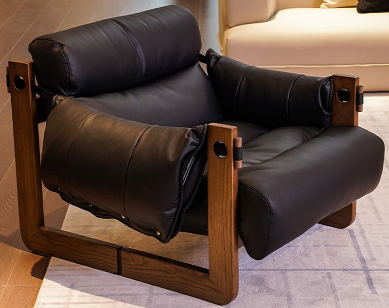 真皮懶人沙發(fā) 復(fù)古油蠟皮扶手椅 頭層牛皮單人休閑躺椅