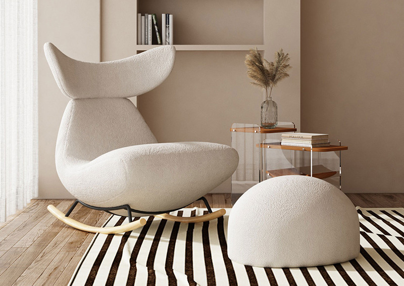 北歐搖椅躺椅 客廳單人沙發(fā) 休閑羊羔絨懶人搖搖椅