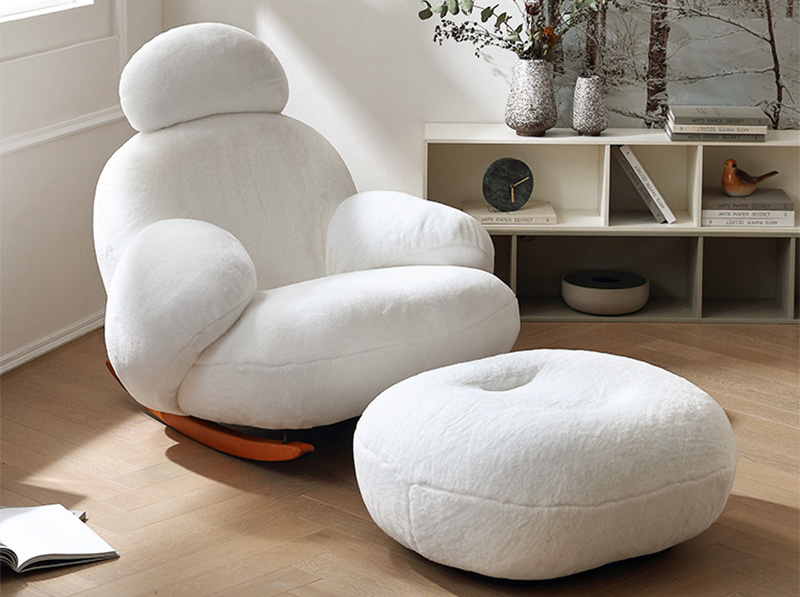 簡約現(xiàn)代網(wǎng)紅大白椅 可愛小沙發(fā) 單人搖搖椅 地上懶人沙發(fā)陽臺休息椅
