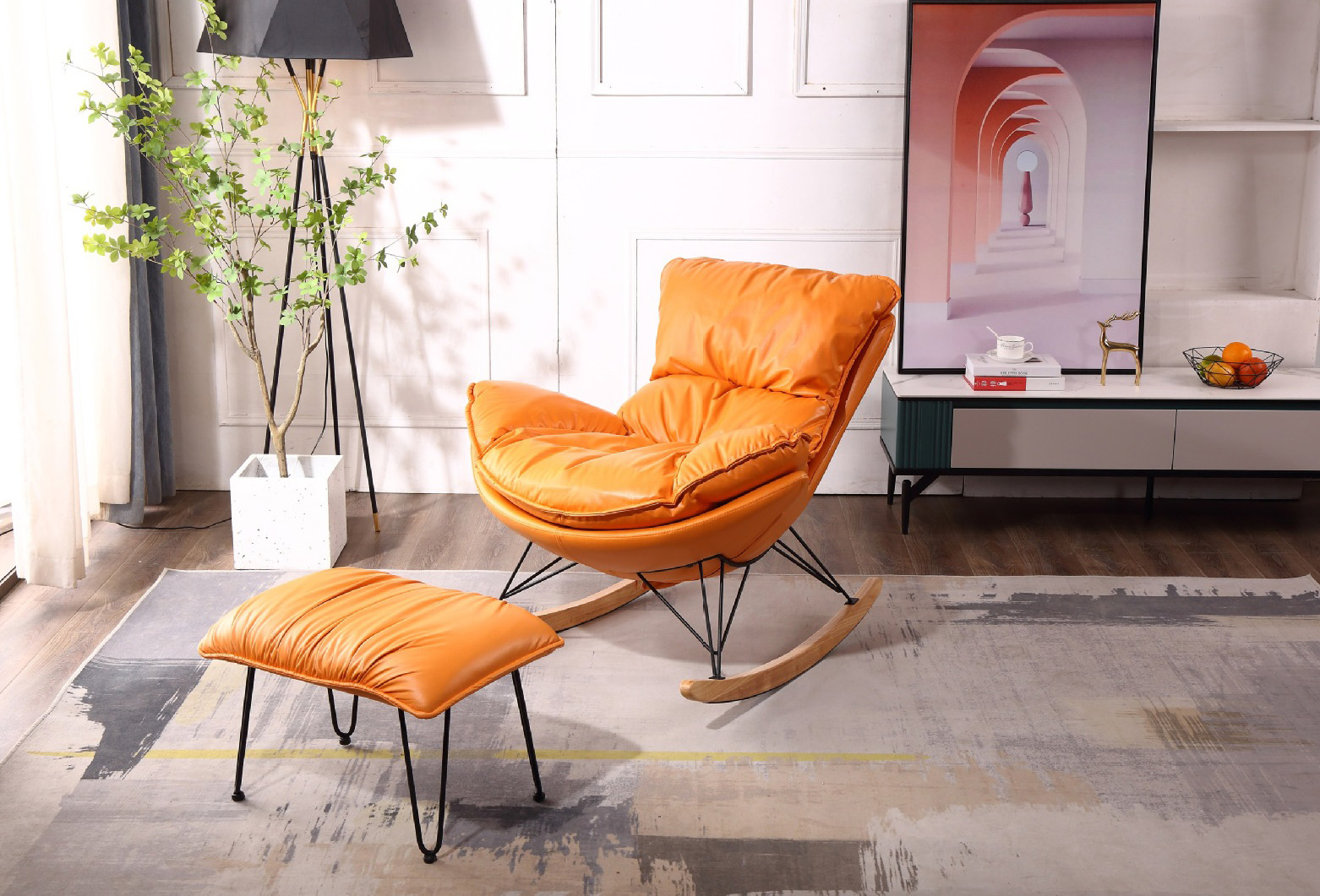 懶人沙發(fā)搖椅 客廳休閑躺椅 北歐輕奢搖搖椅沙發(fā)椅