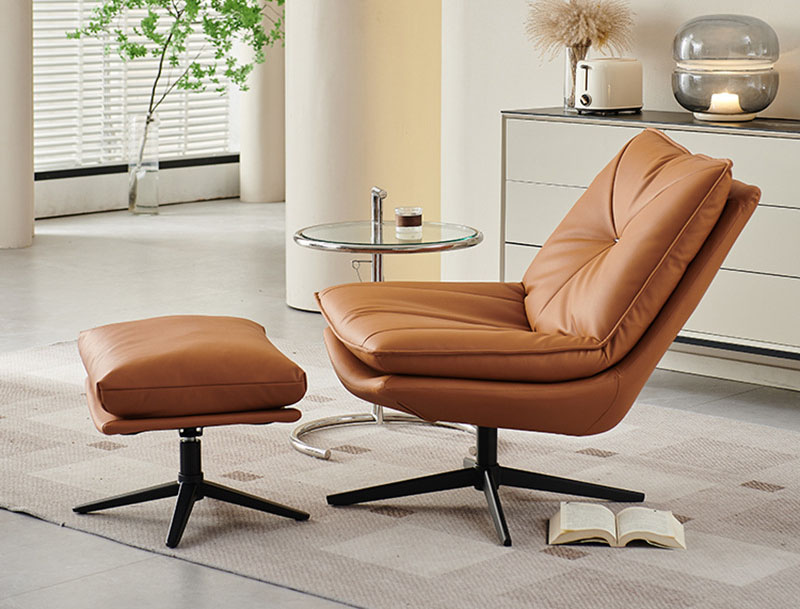 簡約休閑沙發(fā)椅 旋轉(zhuǎn)真皮舒適單人椅可拆卸老虎椅
