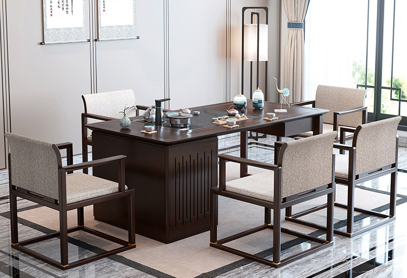 新中式實(shí)木茶臺(tái)桌椅組合現(xiàn)代簡(jiǎn)約茶幾套裝家具小戶型辦公室泡茶桌