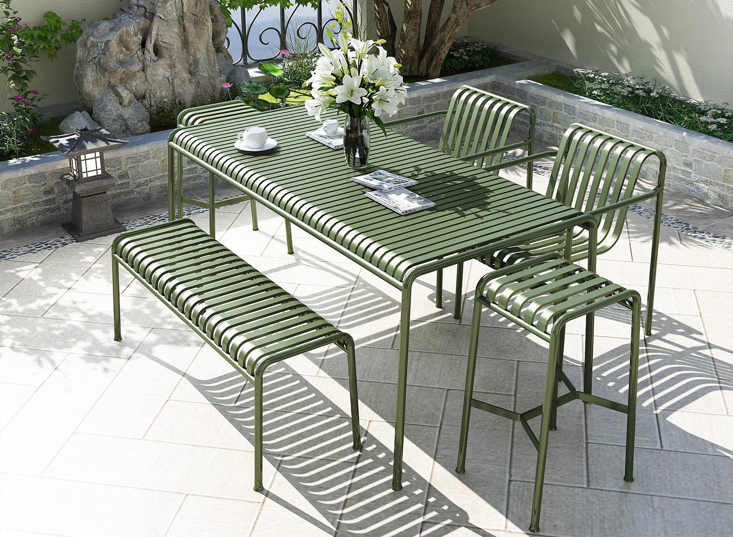 北歐陽臺簡約椅子庭院戶外桌椅網(wǎng)紅鐵藝靠背椅吧臺凳子休閑長椅