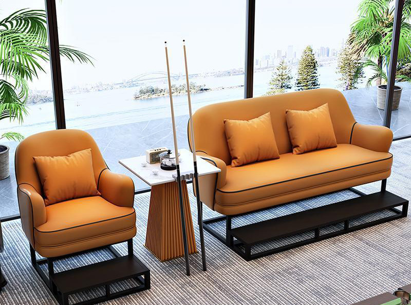 高檔臺球廳專用沙發(fā)椅 單雙人接待桌椅 卡座臺球室休息區(qū)觀球看球椅